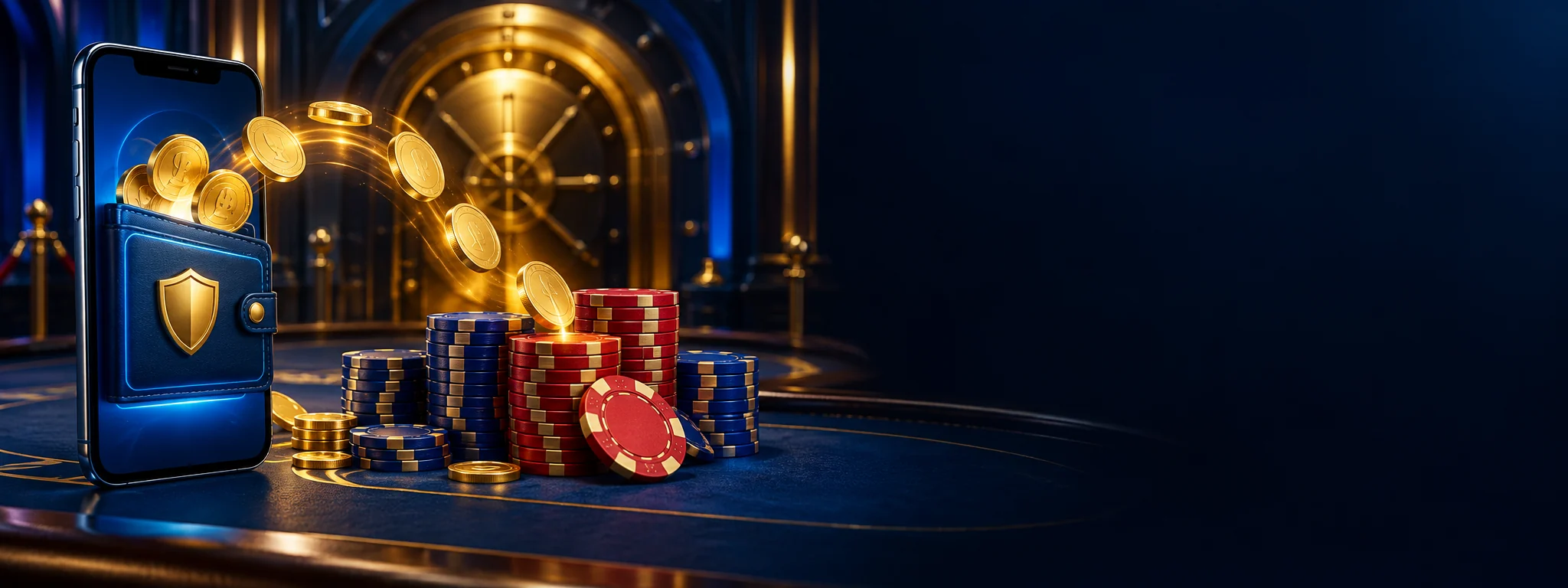 Portofel mobil securizat și jetoane de casino